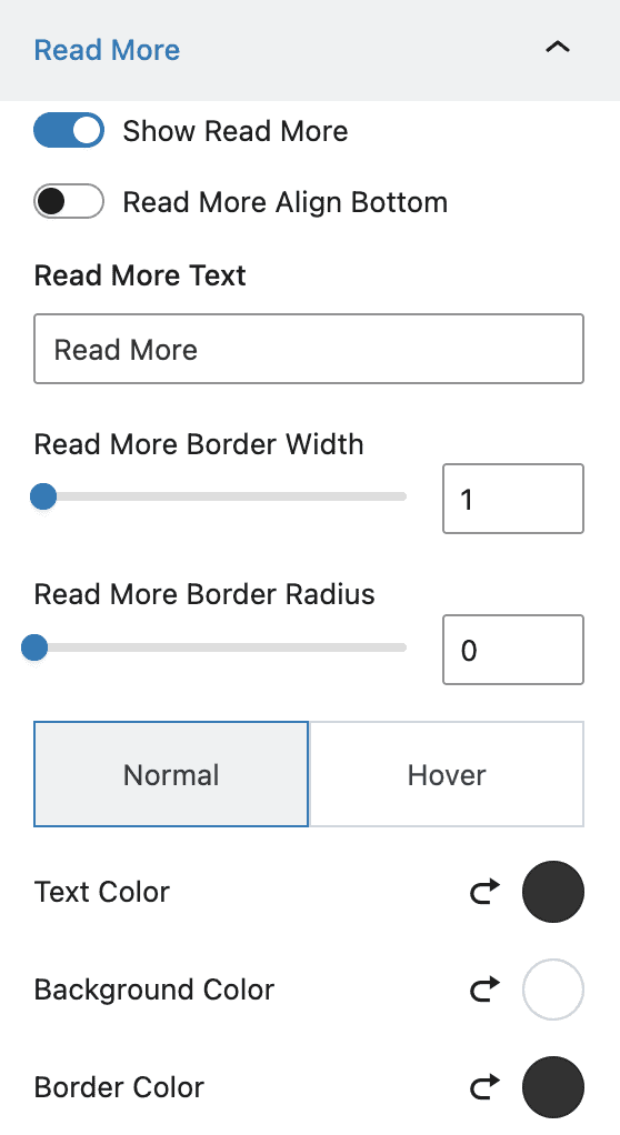 Post Grid/Carousel - Read More settings - Part 1